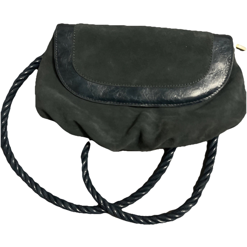 Anthropologie Suede Rope Strap Shoulder Bag | Slate Blue | Vintage Y2K Boho Bag